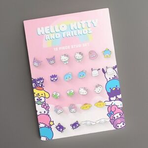 Hello Kitty Sanrio & Friends 12 Pairs of Stud Earrings Set Officially Licensed